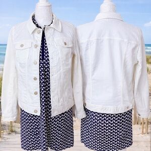 Talbots Iconic White Denim Jacket | Size M | Coastal Layering Staple